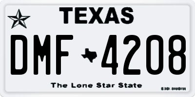 TX license plate DMF4208