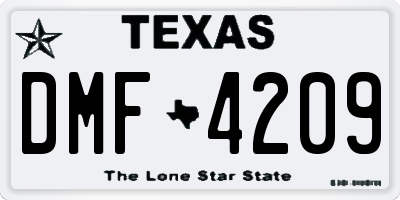 TX license plate DMF4209