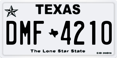 TX license plate DMF4210