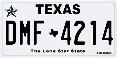 TX license plate DMF4214
