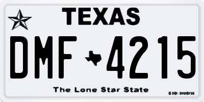 TX license plate DMF4215