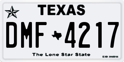 TX license plate DMF4217