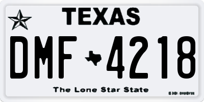 TX license plate DMF4218