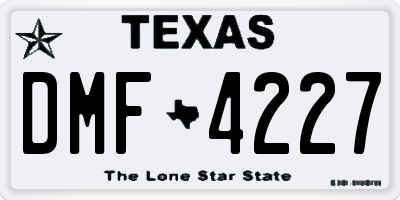 TX license plate DMF4227
