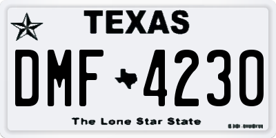 TX license plate DMF4230