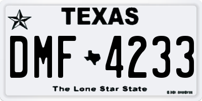 TX license plate DMF4233