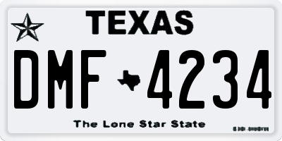 TX license plate DMF4234