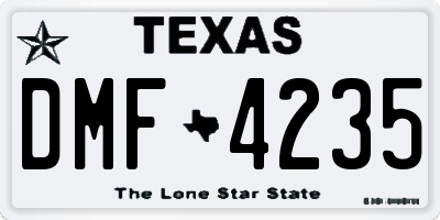 TX license plate DMF4235