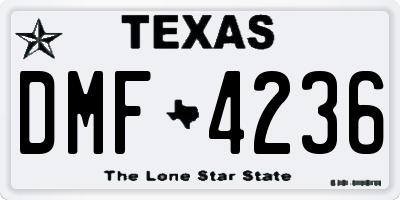 TX license plate DMF4236