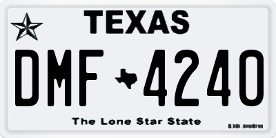 TX license plate DMF4240