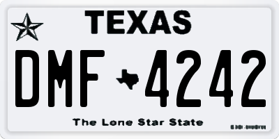 TX license plate DMF4242