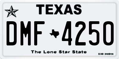 TX license plate DMF4250