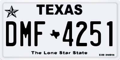 TX license plate DMF4251
