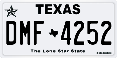 TX license plate DMF4252