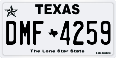TX license plate DMF4259