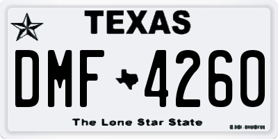 TX license plate DMF4260