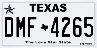 TX license plate DMF4265