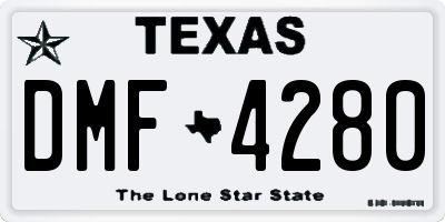 TX license plate DMF4280