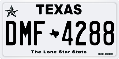 TX license plate DMF4288