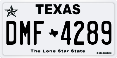 TX license plate DMF4289