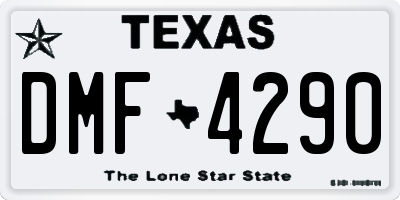 TX license plate DMF4290