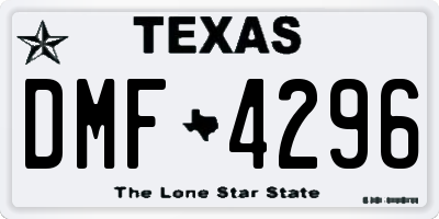 TX license plate DMF4296