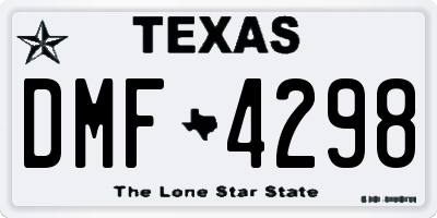 TX license plate DMF4298