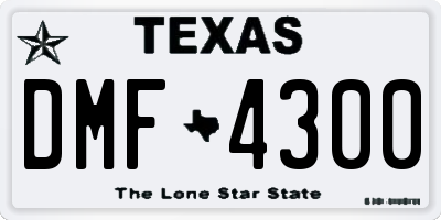 TX license plate DMF4300