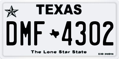 TX license plate DMF4302