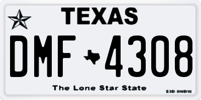 TX license plate DMF4308