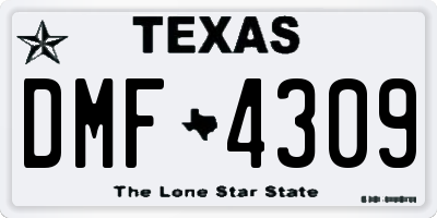 TX license plate DMF4309