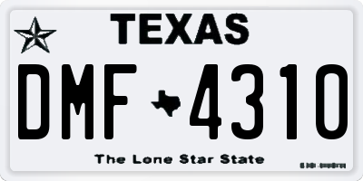 TX license plate DMF4310