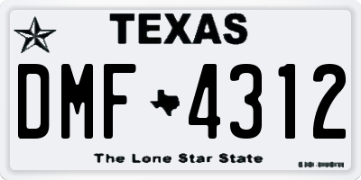 TX license plate DMF4312