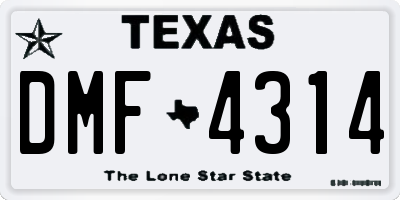TX license plate DMF4314