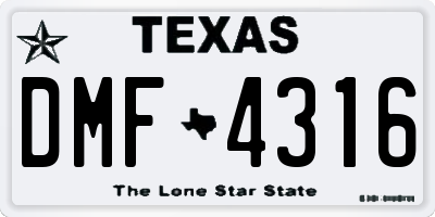 TX license plate DMF4316