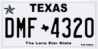 TX license plate DMF4320