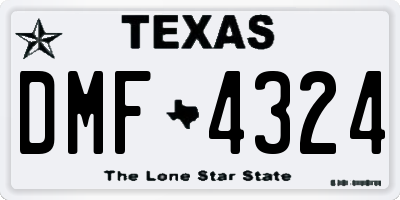TX license plate DMF4324
