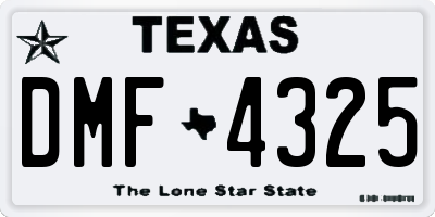 TX license plate DMF4325