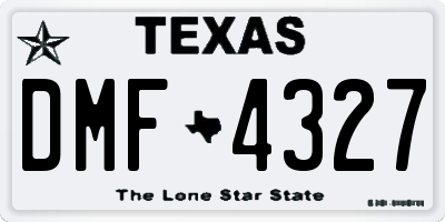 TX license plate DMF4327