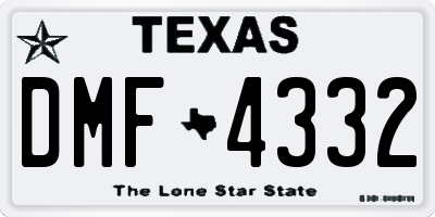 TX license plate DMF4332