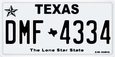 TX license plate DMF4334
