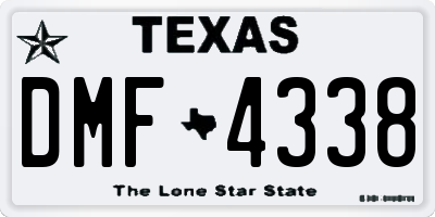 TX license plate DMF4338