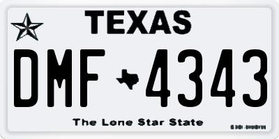 TX license plate DMF4343