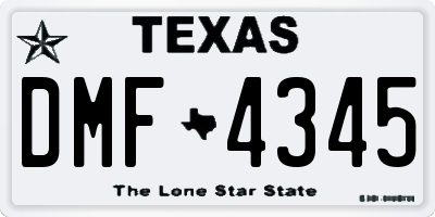 TX license plate DMF4345