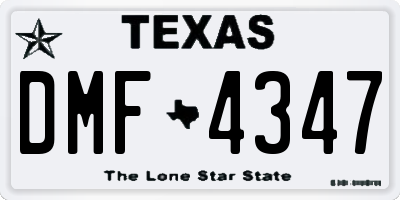 TX license plate DMF4347