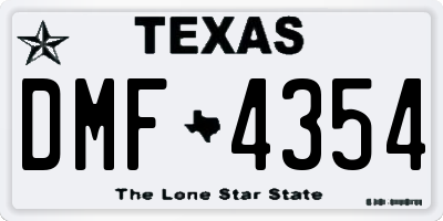 TX license plate DMF4354