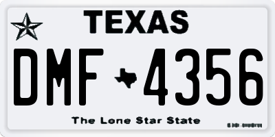 TX license plate DMF4356