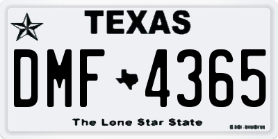 TX license plate DMF4365