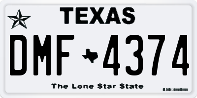 TX license plate DMF4374