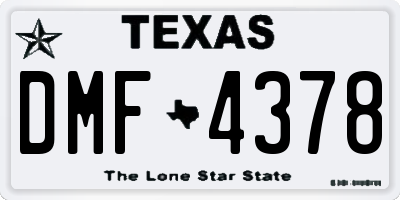 TX license plate DMF4378
